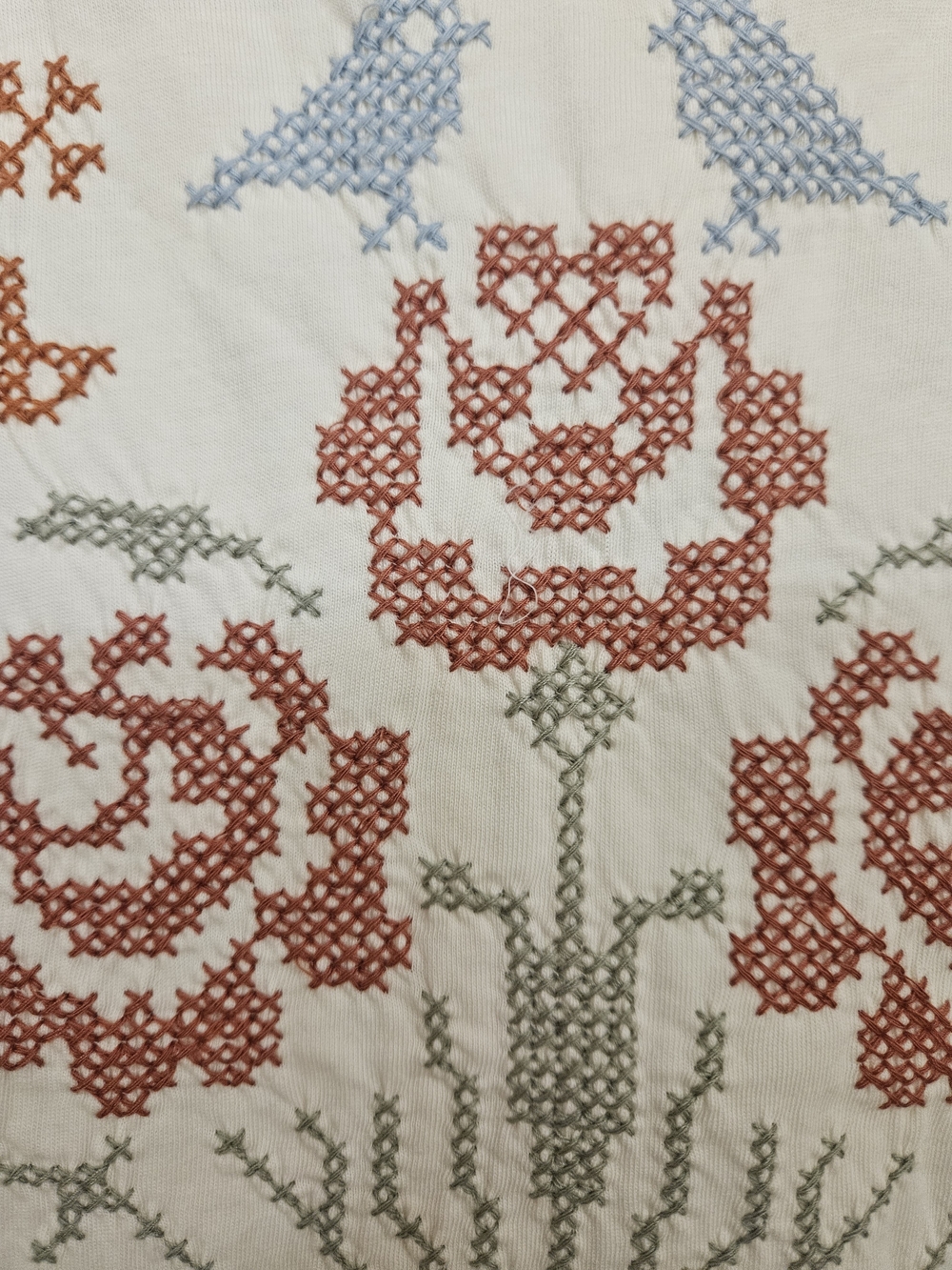 Lucky Brand Cream Tee with Floral Cross-Stitch Motif - Picture 3 of 3